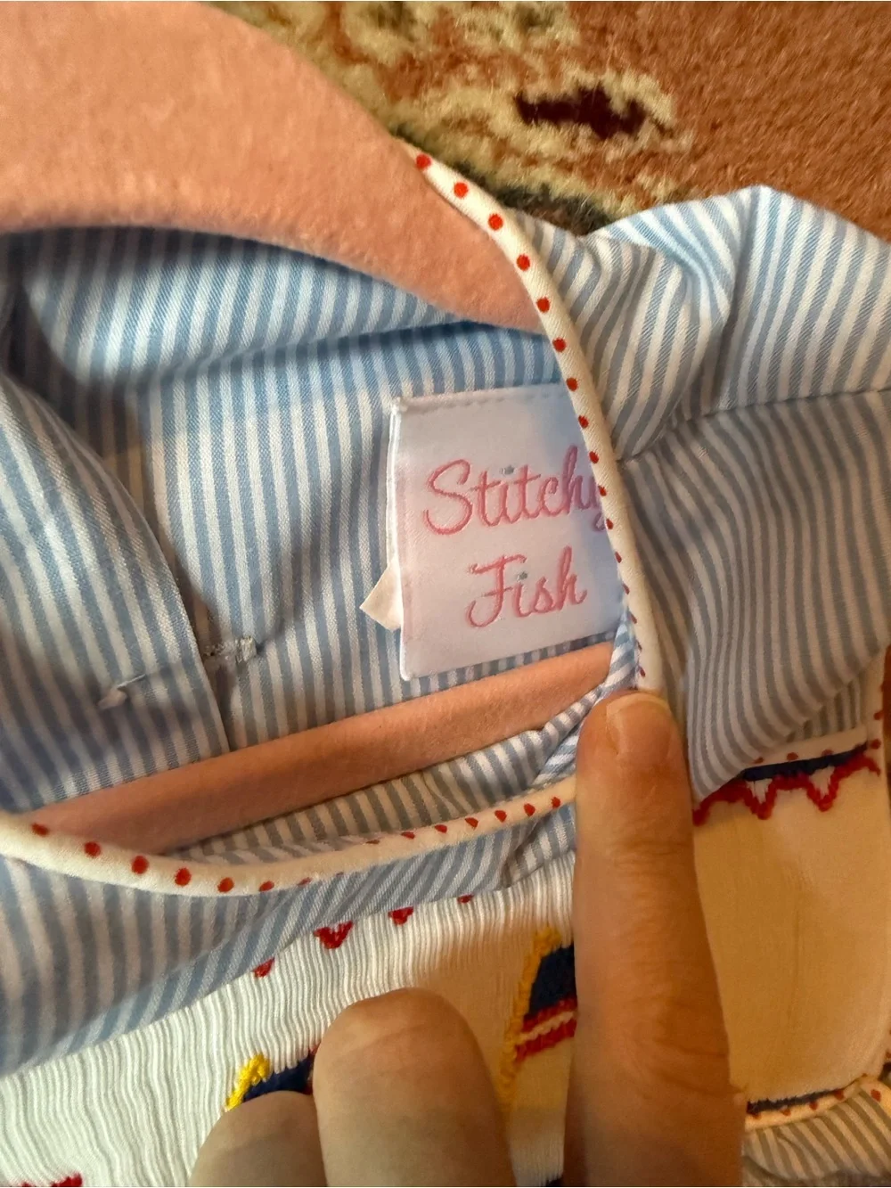 Stitchy fish American flag bloomer set